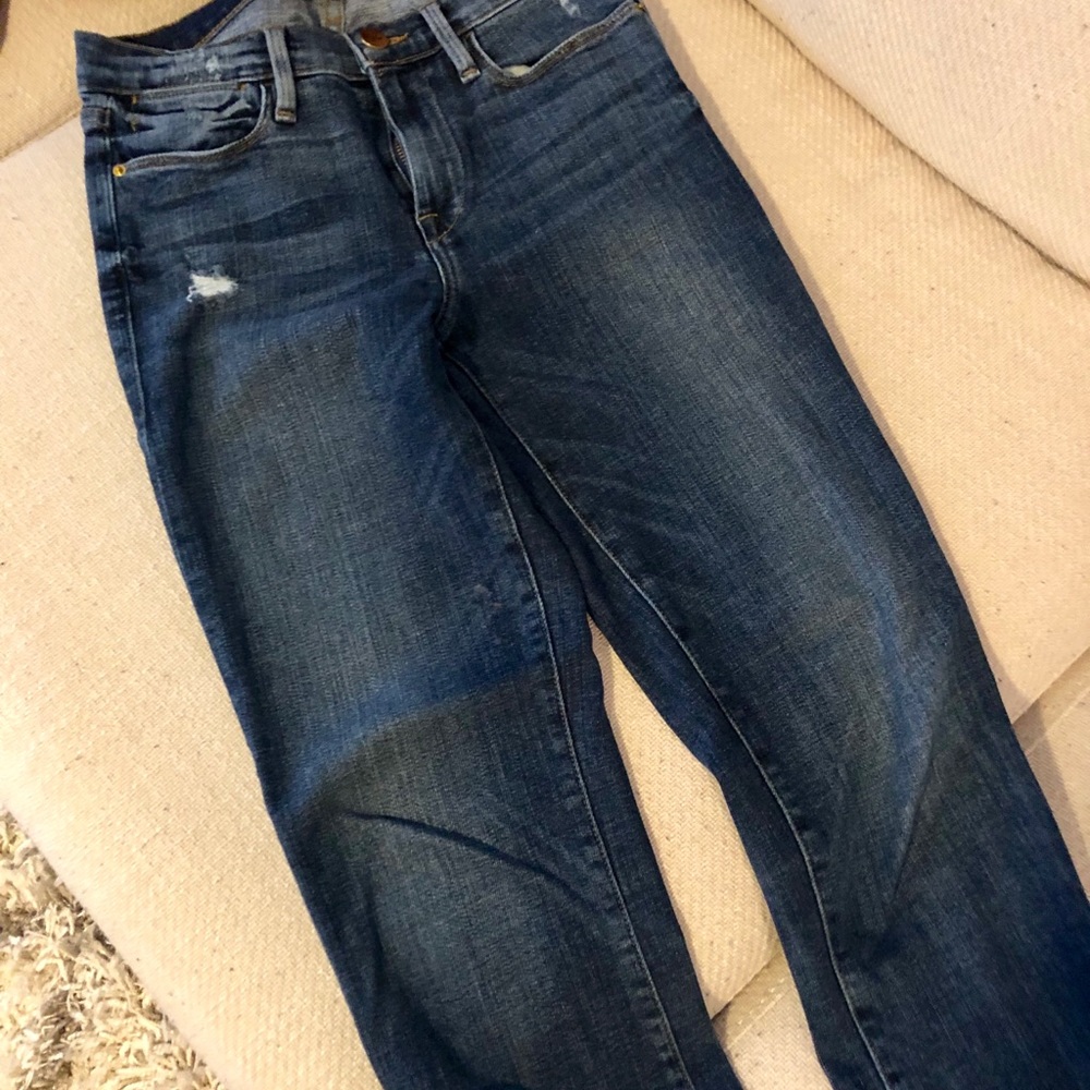 Frame high rise straight leg denim